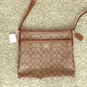 Coach file bag - crossbody - khaki/saddle